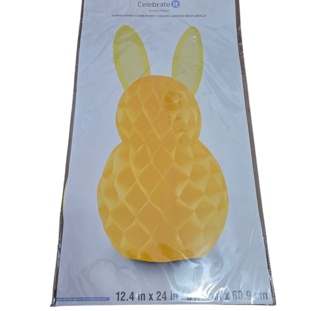 Celebrate It Large Yellow 24" Honeycomb Bunny Easter‎ Party Centerpiece NEW